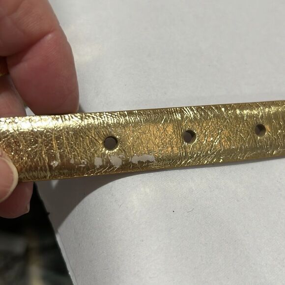J. Crew ce502 Crackled metallic leather belt with gold hardware size xs - Picture 5 of 10